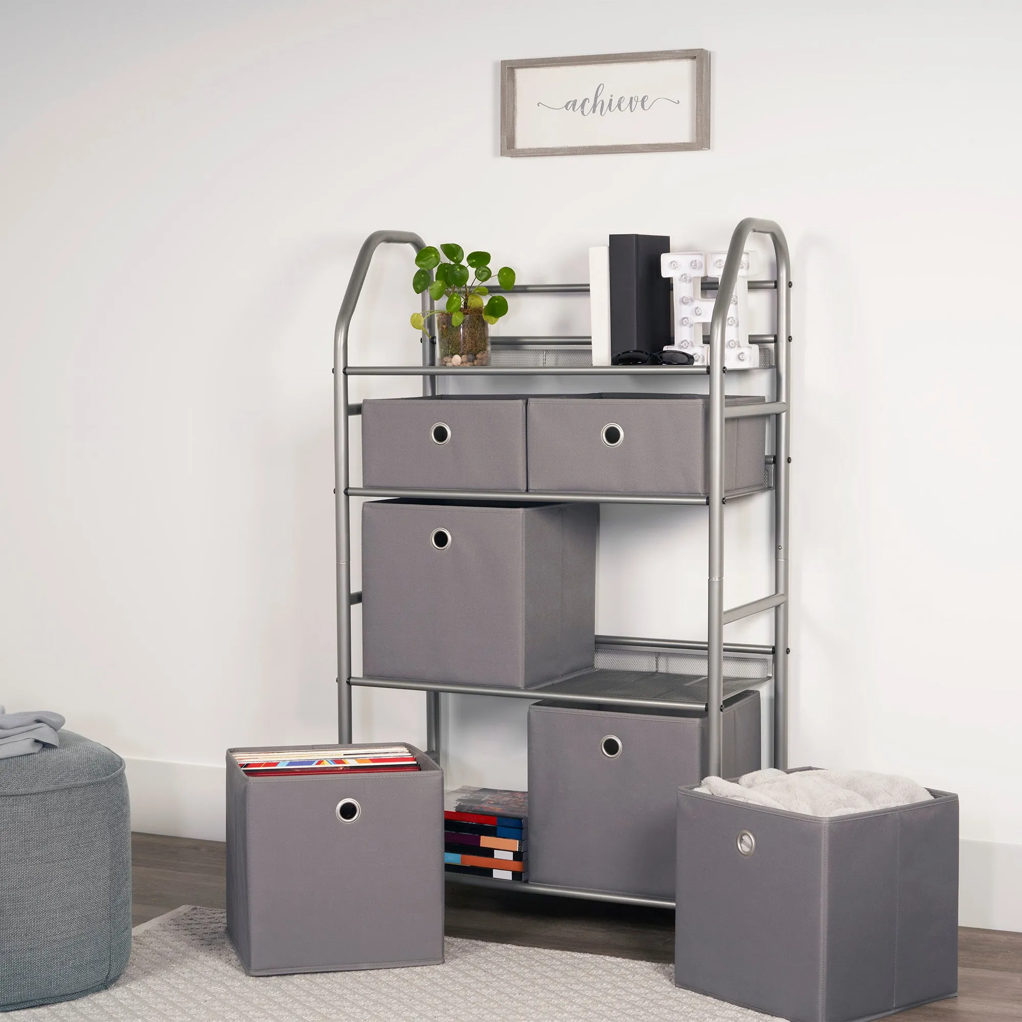 4-Tier Metal Home Storage Organizer with Bins