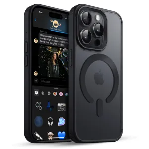 Black MagSafe Matte Back Case For iPhone 14 Pro- Slim, Shockproof, Stylish
