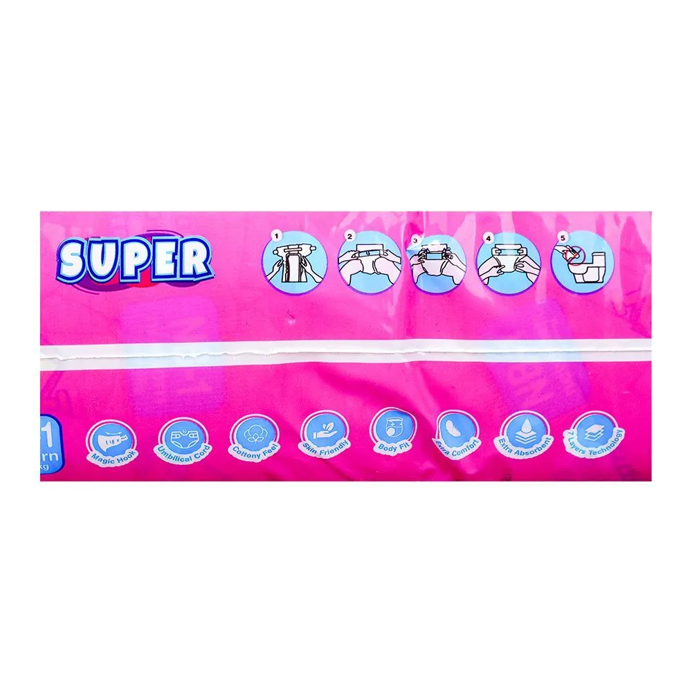Bona Papa Super Baby Diapers, NB-1 New Born, Below 4 KG, 50-Pack