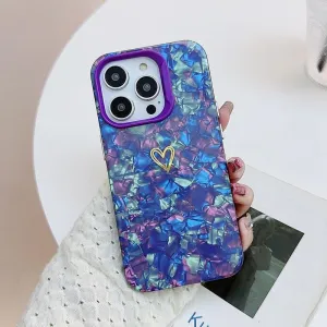 Charming Heart Bling Shell Phone Case - Cute Cover for iPhone 14, 13, 12, 11 Pro Max, X, XR, XS Max