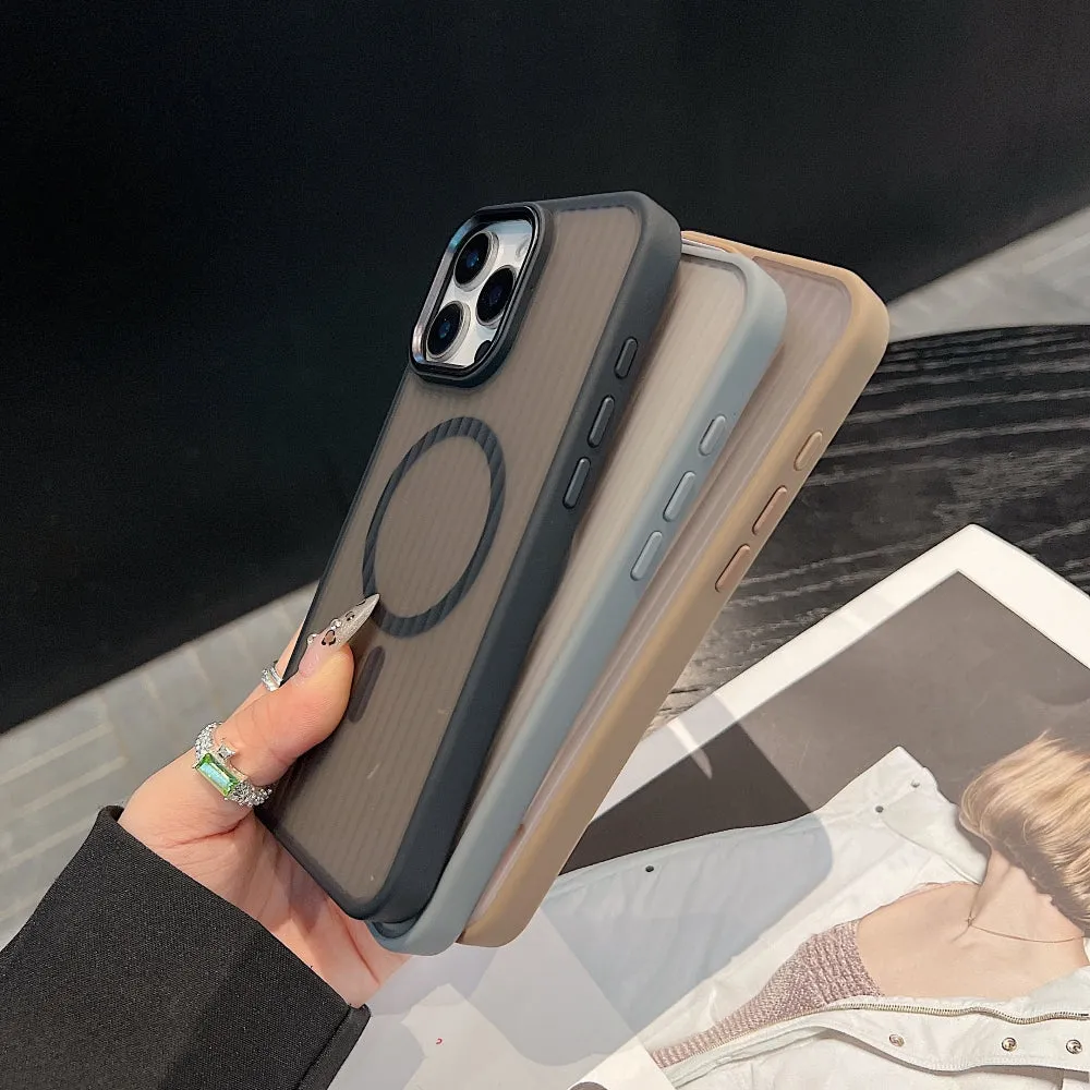 Corrugated Pattern Magnetic Wireless Charge Phone Case - iPhone 13