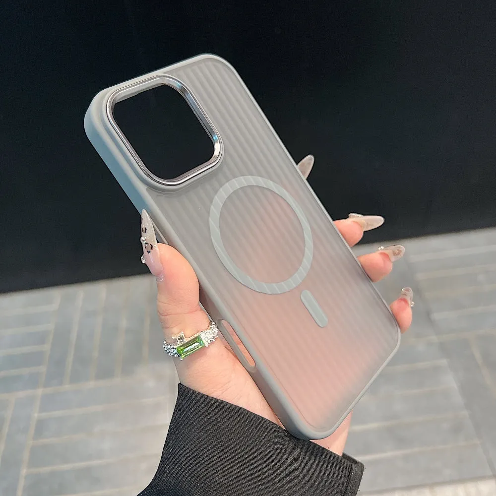 Corrugated Pattern Magnetic Wireless Charge Phone Case - iPhone 13