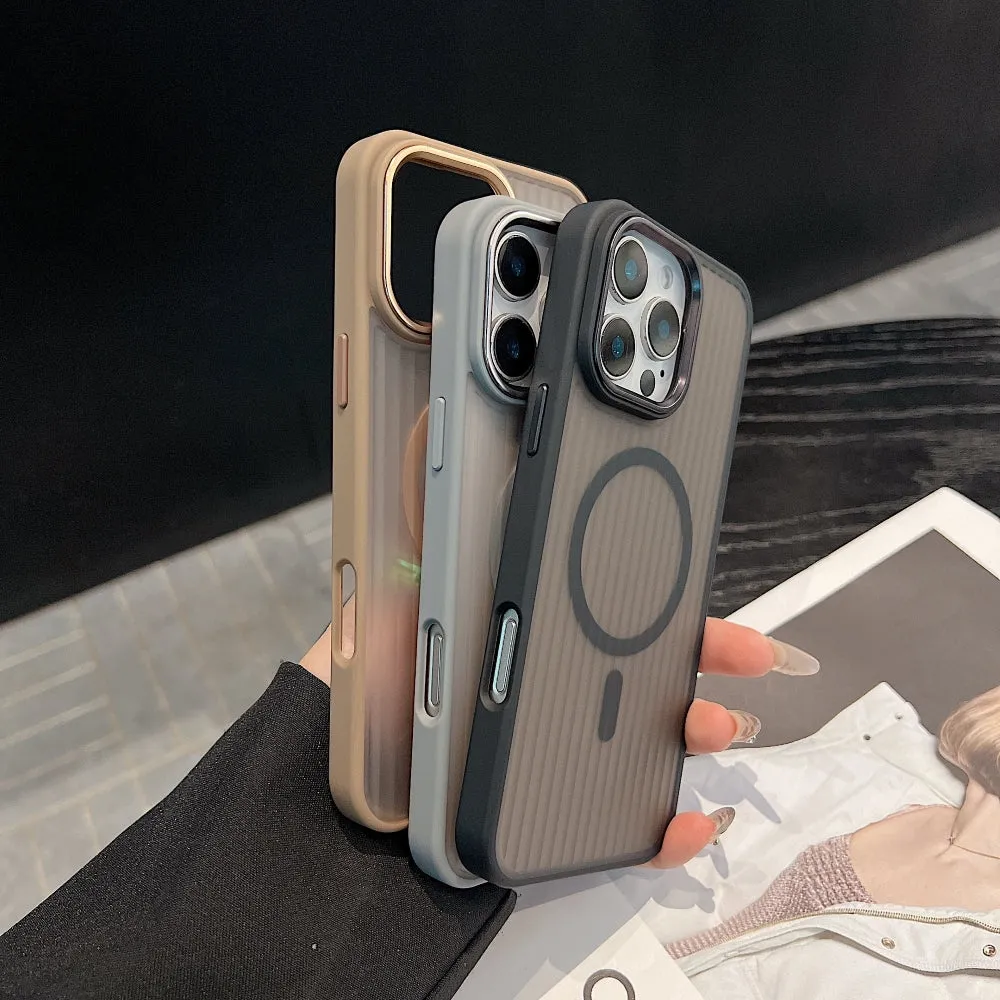 Corrugated Pattern Magnetic Wireless Charge Phone Case - iPhone 13