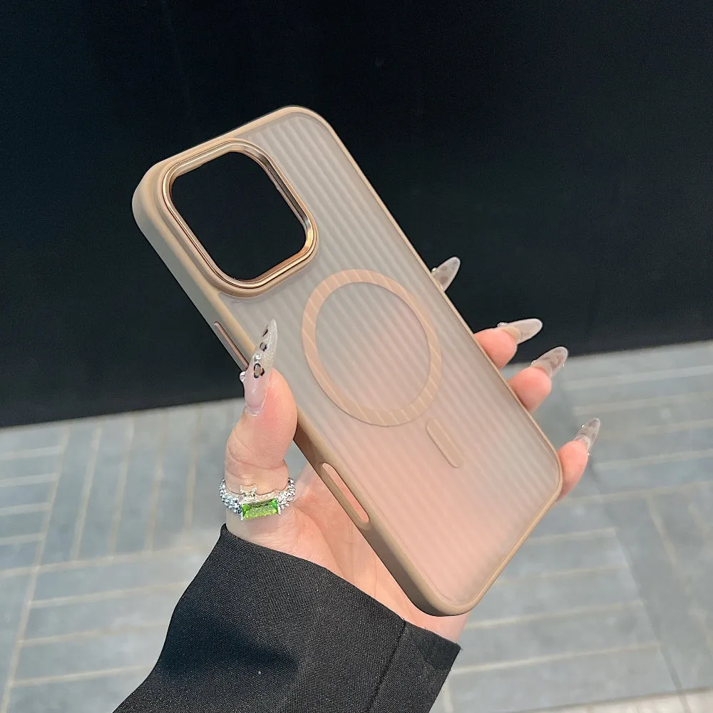 Corrugated Pattern Magnetic Wireless Charge Phone Case - iPhone 13