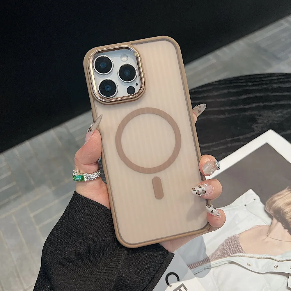 Corrugated Pattern Magnetic Wireless Charge Phone Case - iPhone 13