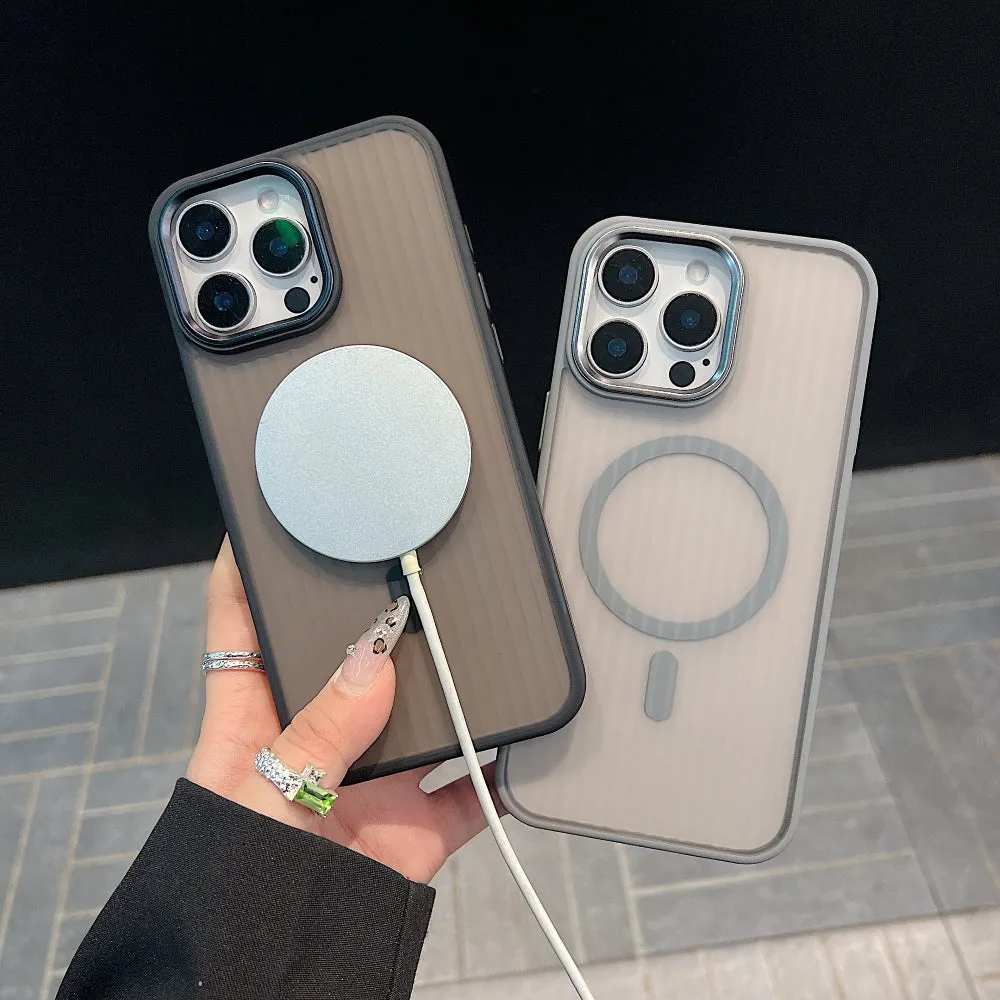 Corrugated Pattern Magnetic Wireless Charge Phone Case - iPhone 13