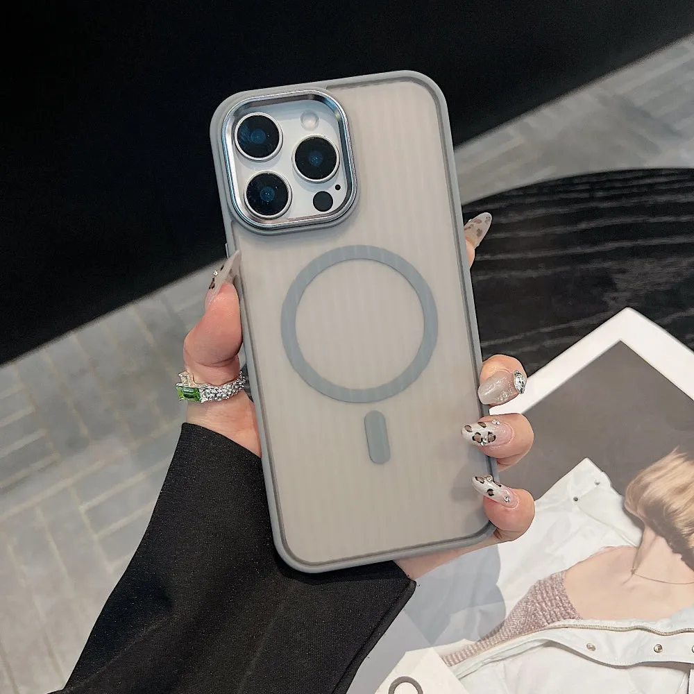 Corrugated Pattern Magnetic Wireless Charge Phone Case - iPhone 13