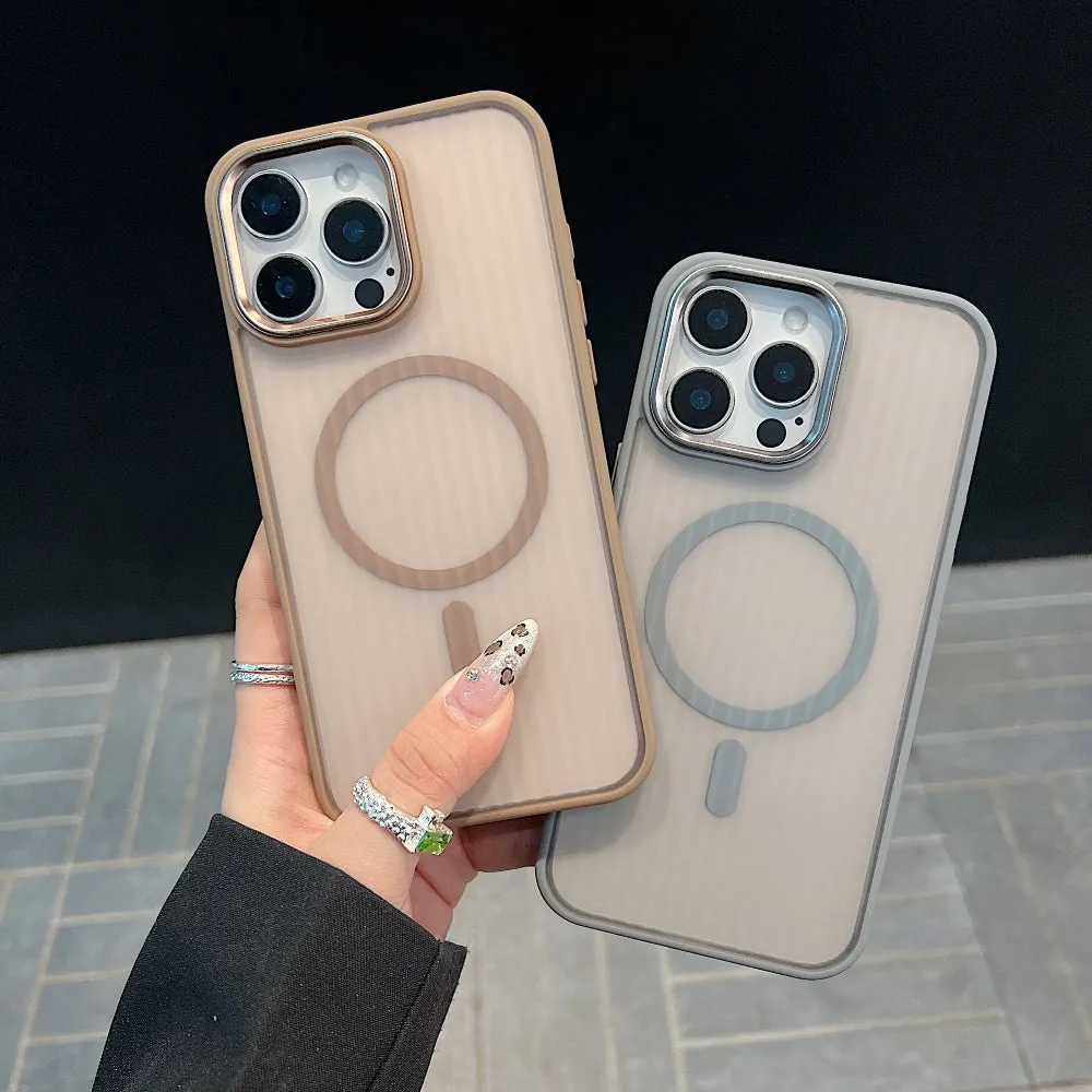 Corrugated Pattern Magnetic Wireless Charge Phone Case - iPhone 13