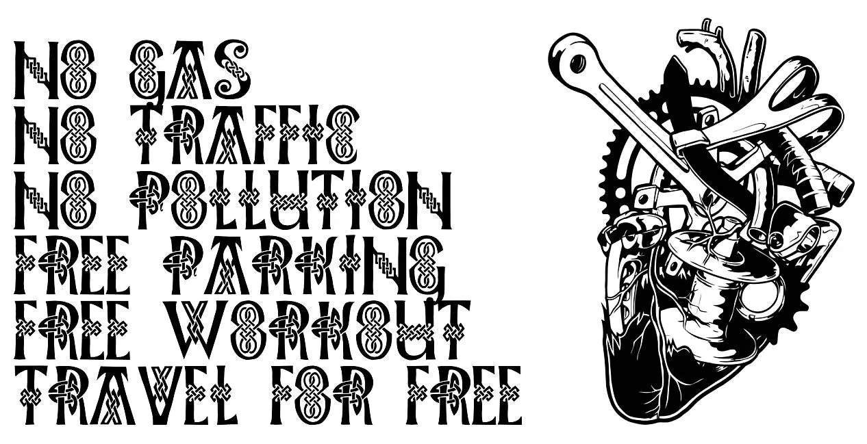 Cyclist Heart No Gas No Traffic No Pollution Free Parking Free Workout Travel For Free T-shirt | Blasted Rat