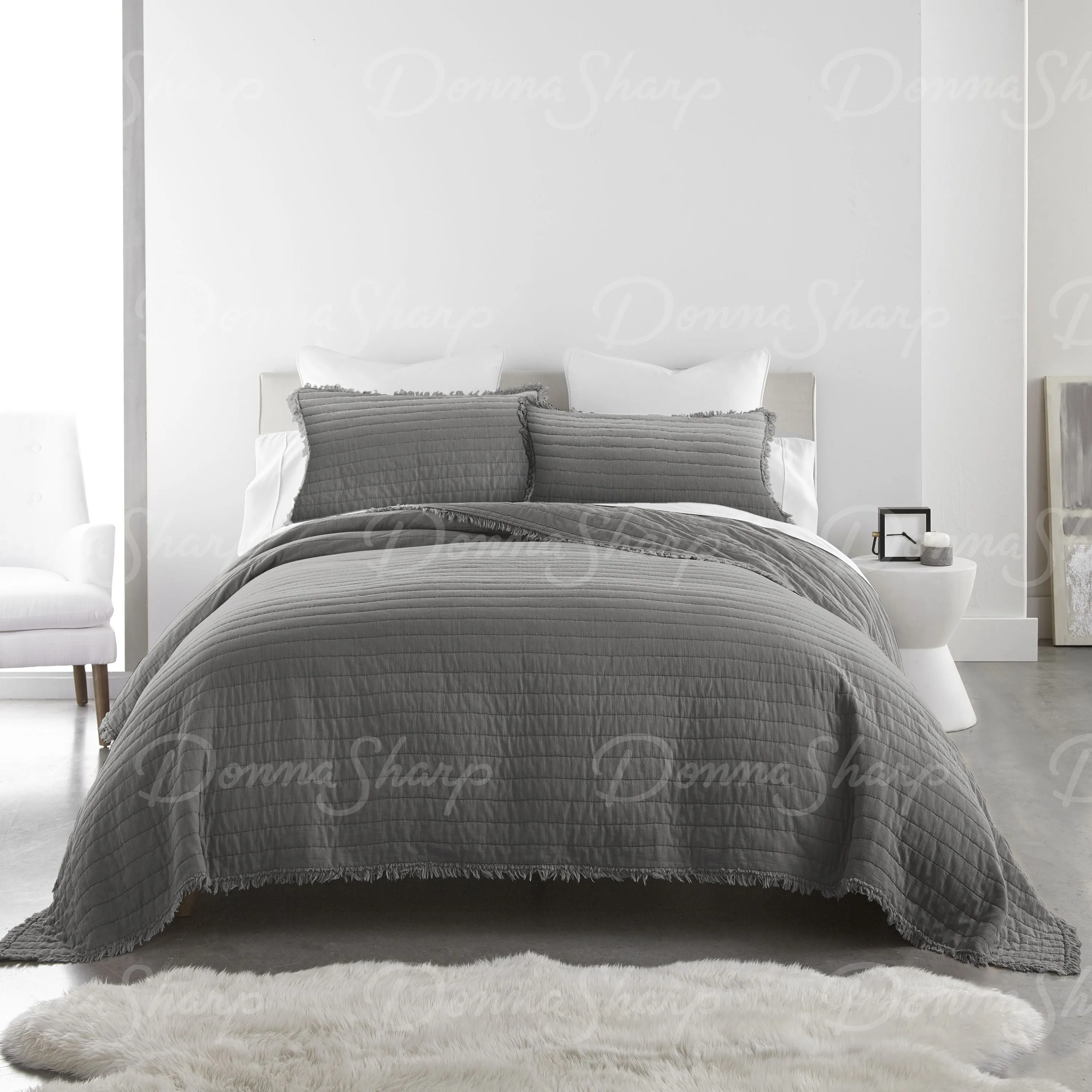 Delano Garment Washed Cotton Quilted Collection - Grey **DISCONTINUED - Quantities Limited**