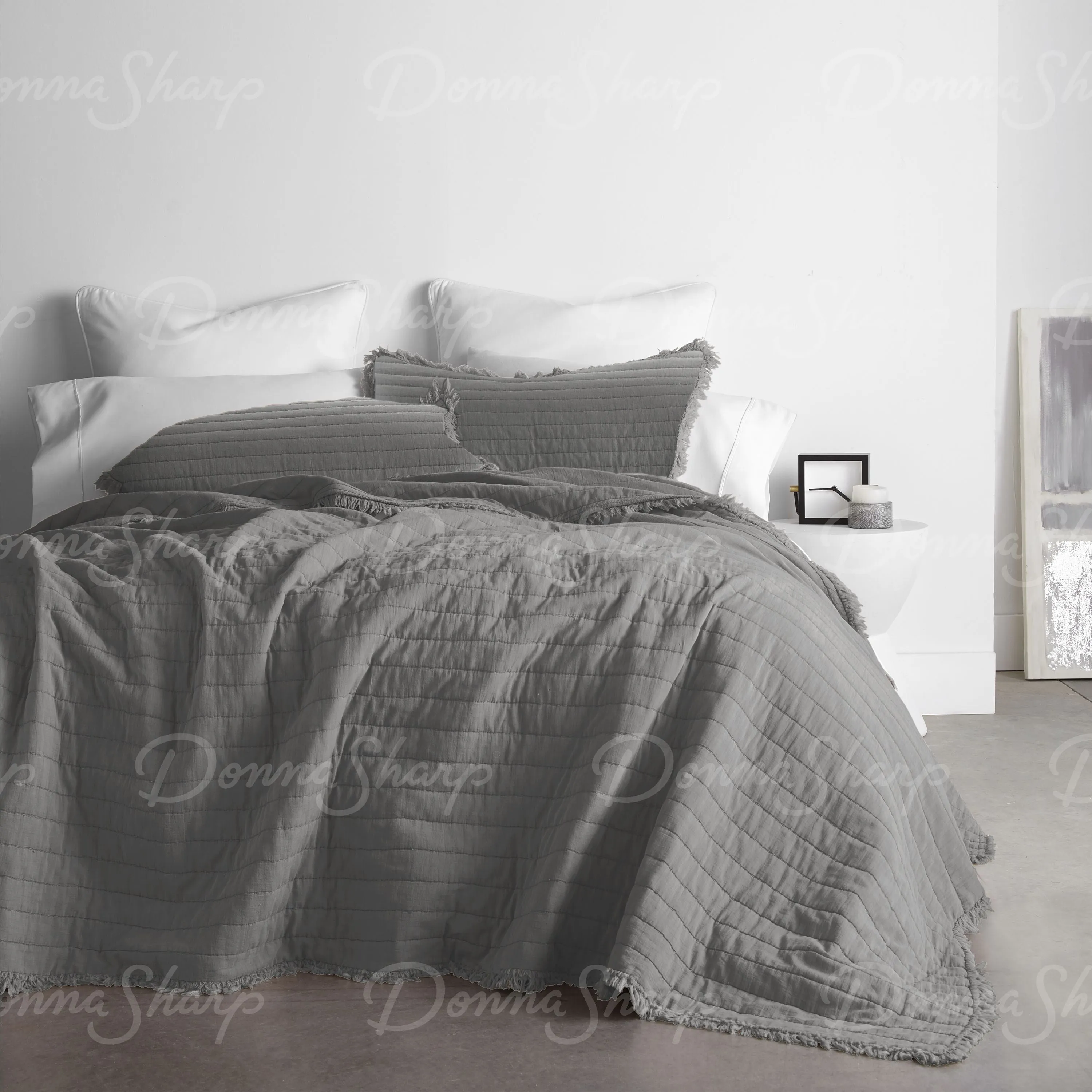 Delano Garment Washed Cotton Quilted Collection - Grey **DISCONTINUED - Quantities Limited**