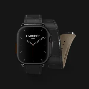 Double Strap Edition Black For Apple Watch Ultra 49mm In Alligator