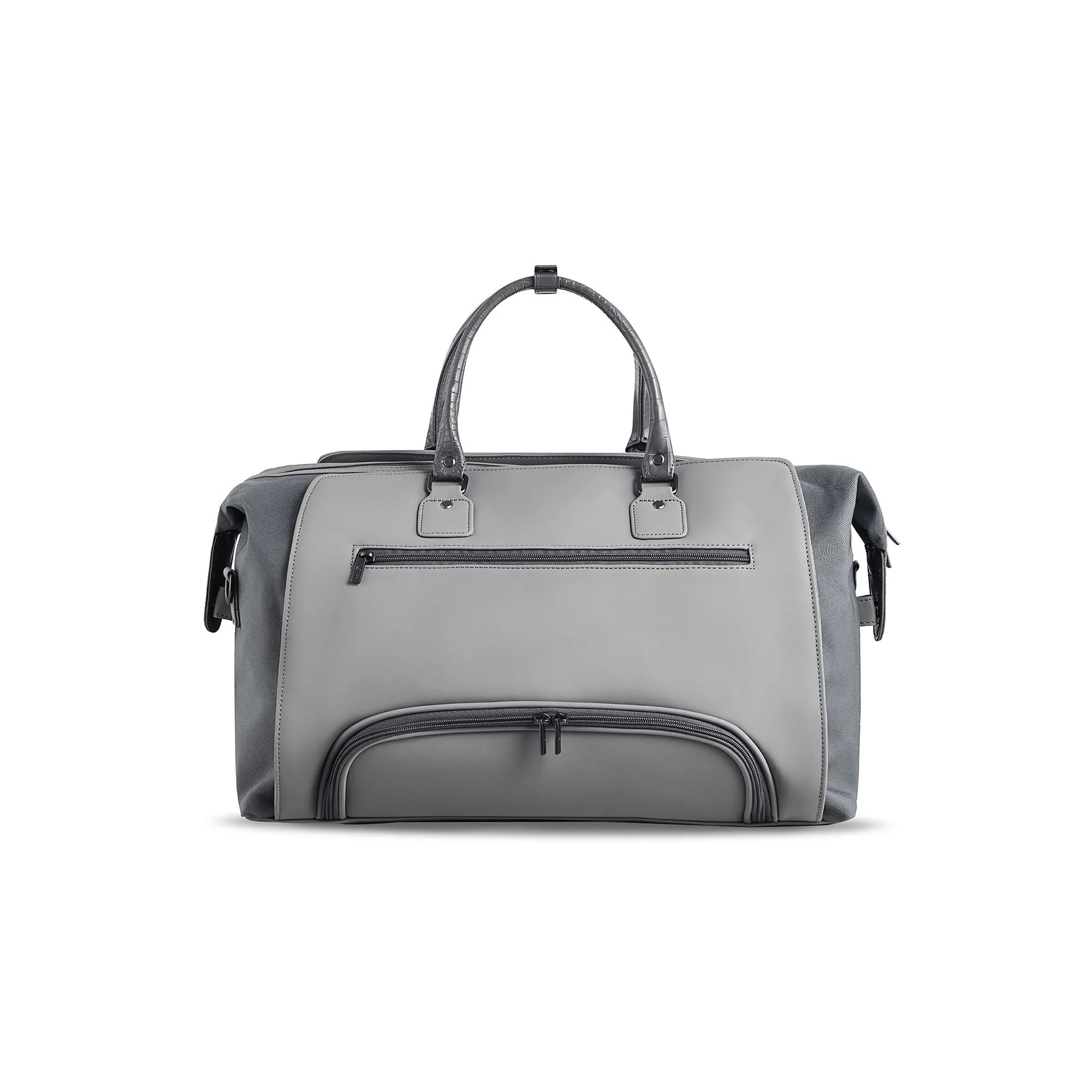 Faux Crocodile Boston Bag - Grey