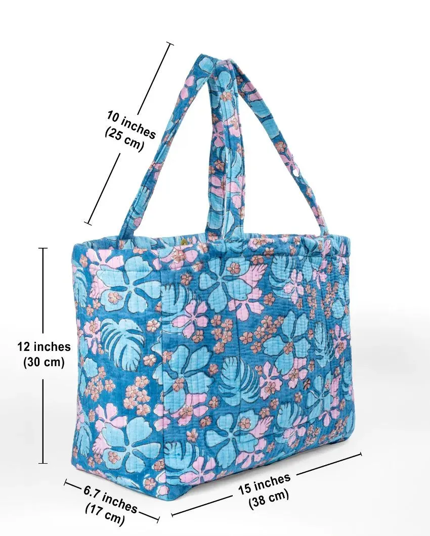 Floral Breeze Convertible Quilted Tote Bag - Block Printed