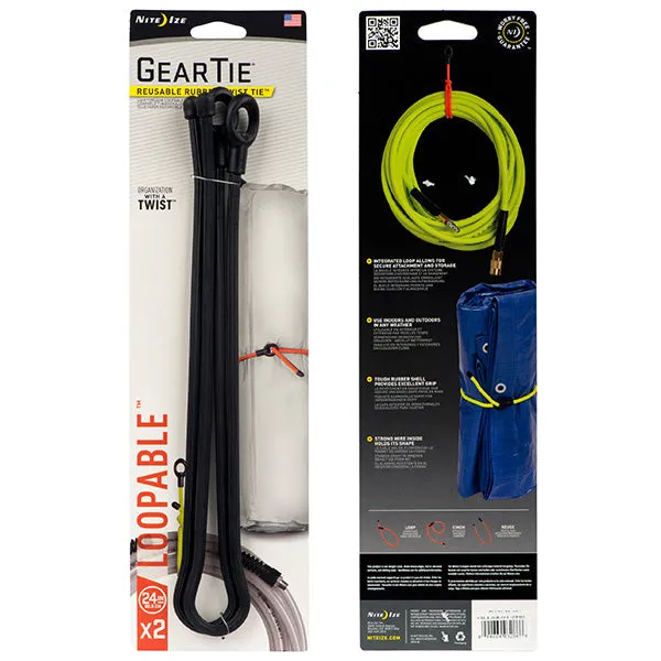Gear Tie Loop, Black - 24" (2 Pack)