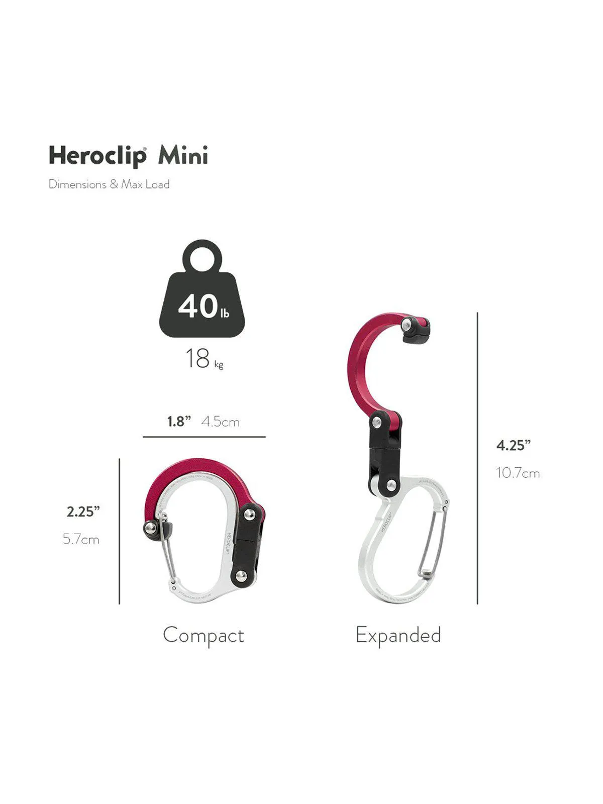 Heroclip Carabiner Mini Hot Rod Red