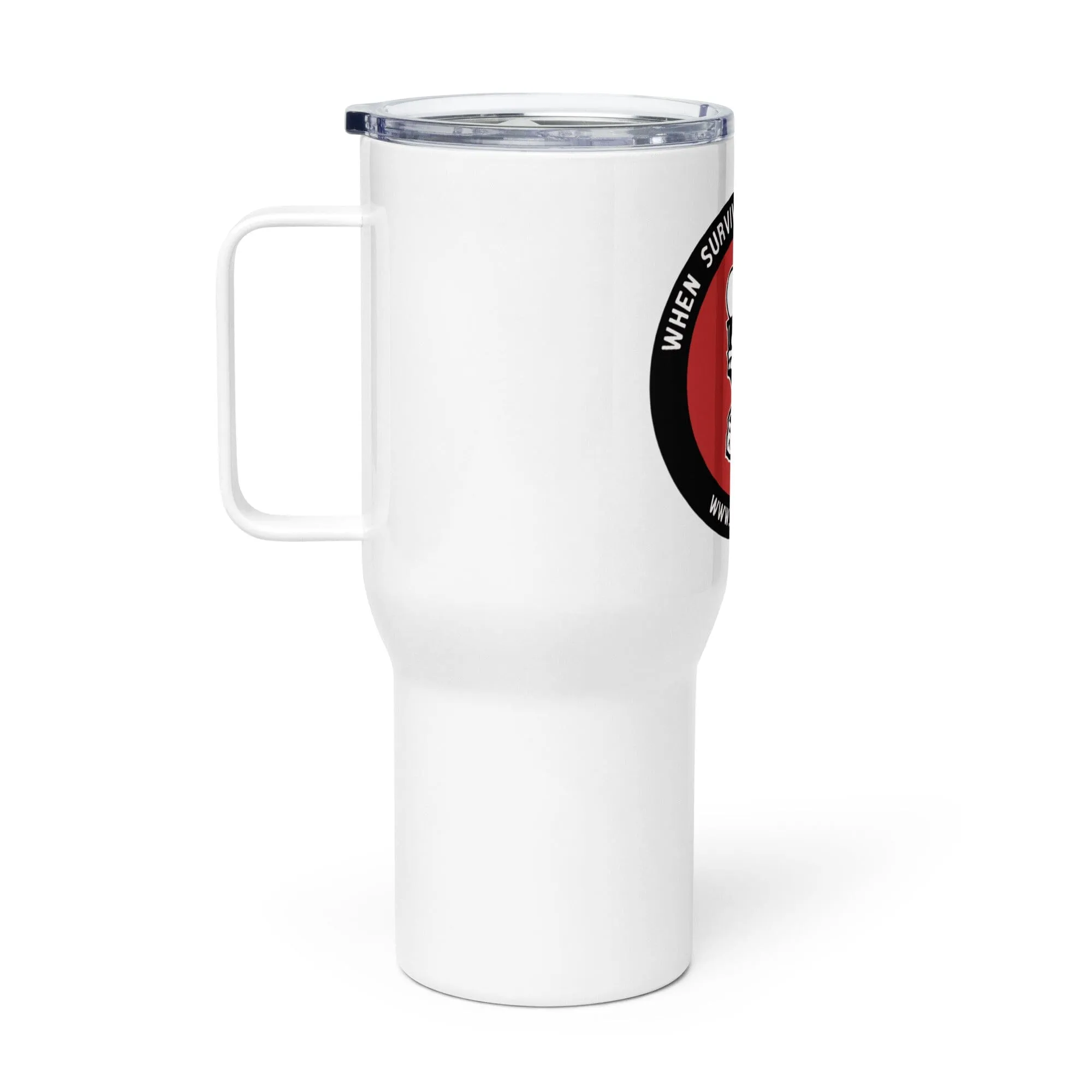 Mr. DP Tagline Travel mug with a handle