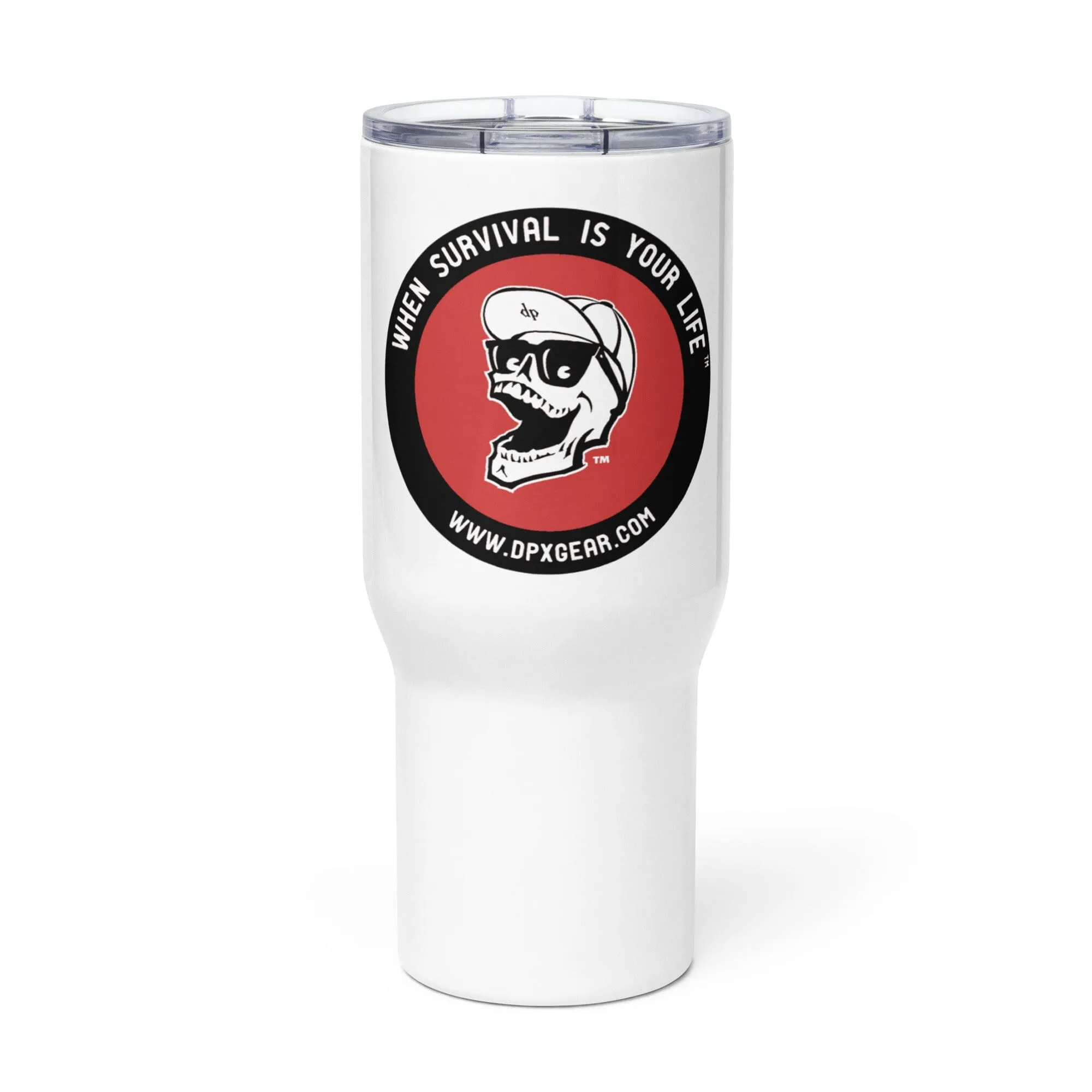 Mr. DP Tagline Travel mug with a handle