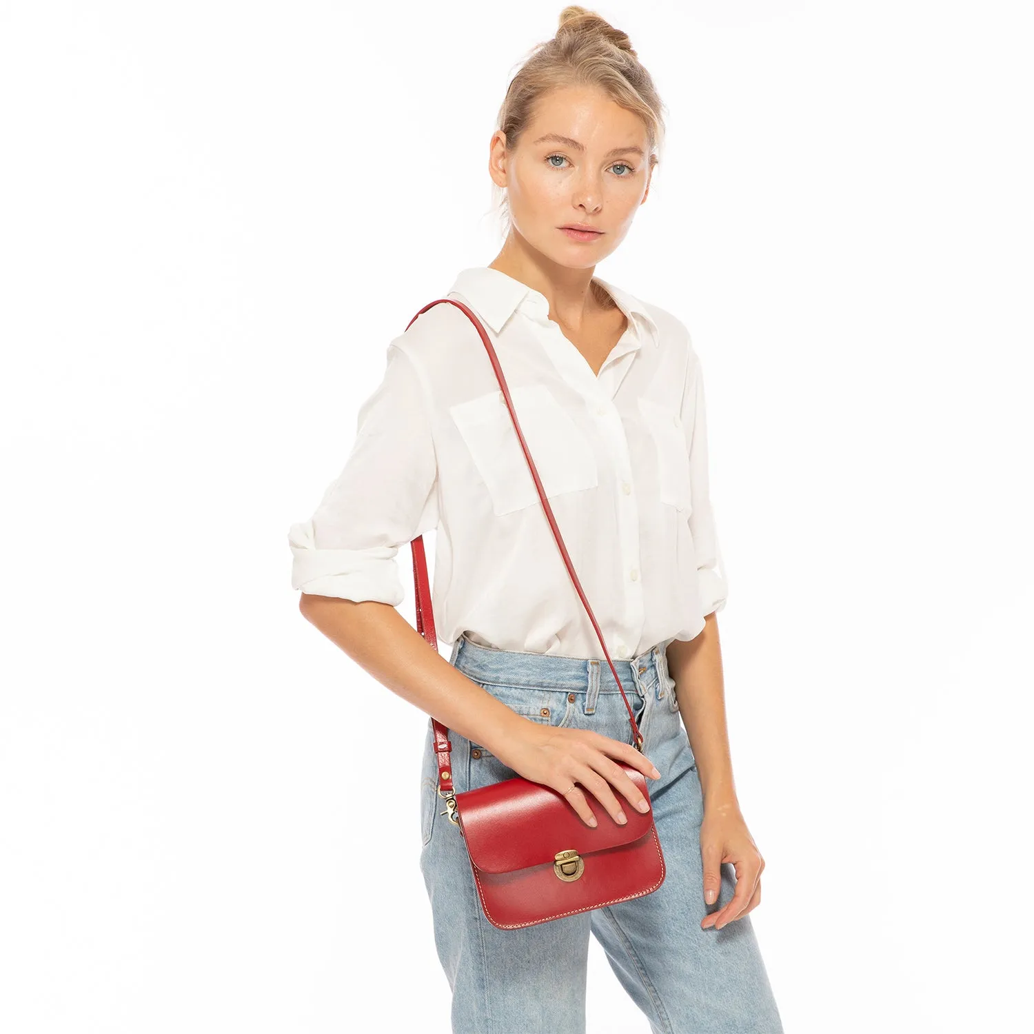 Nanah Red Leather Crossbody Bag – Stylish & Versatile Designer Handbag for Women