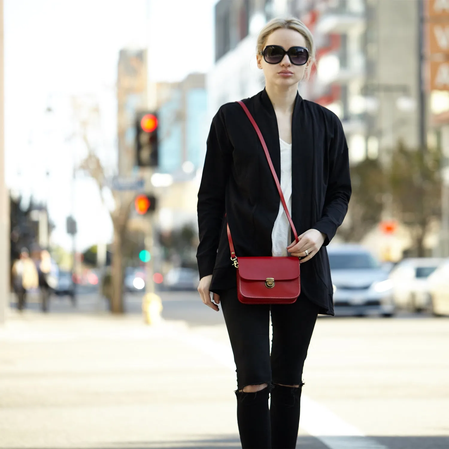 Nanah Red Leather Crossbody Bag – Stylish & Versatile Designer Handbag for Women