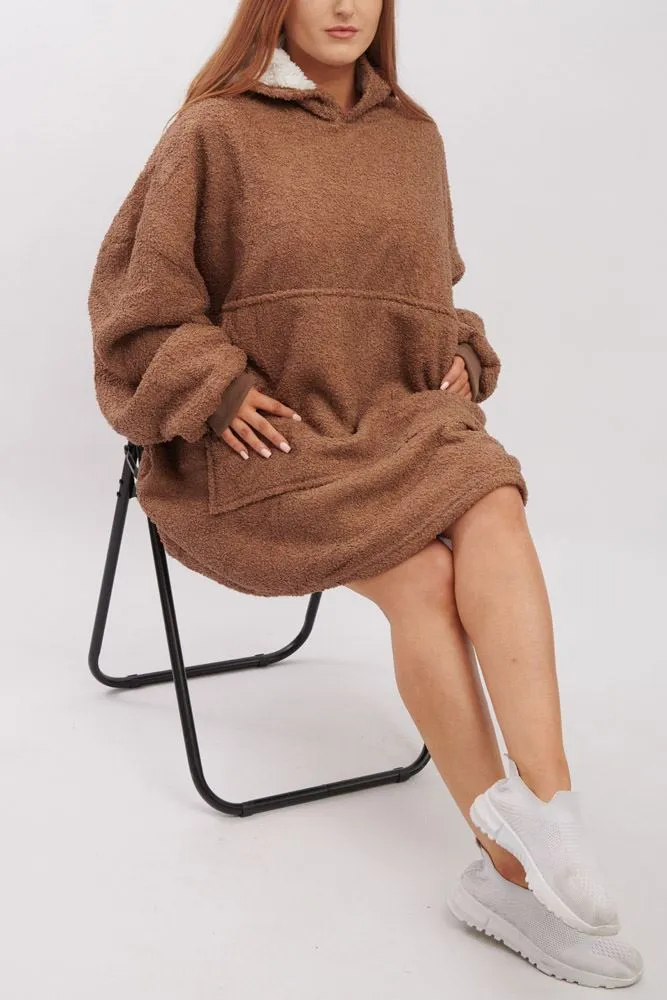 Plain Soft Feel Pocket Blanket Hoodie
