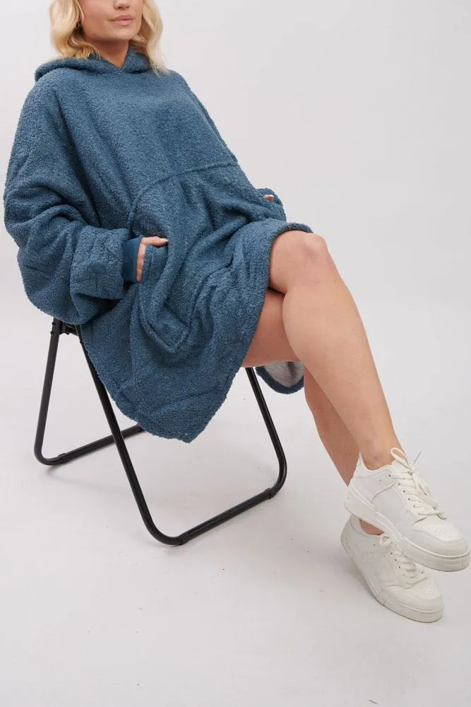 Plain Soft Feel Pocket Blanket Hoodie