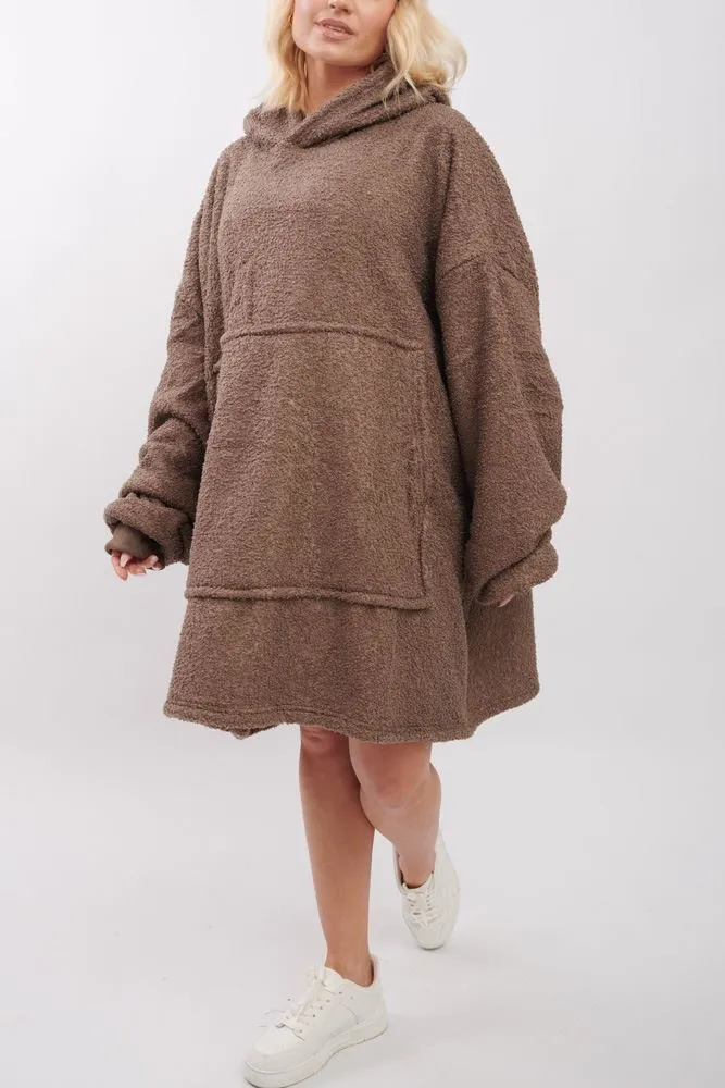 Plain Soft Feel Pocket Blanket Hoodie