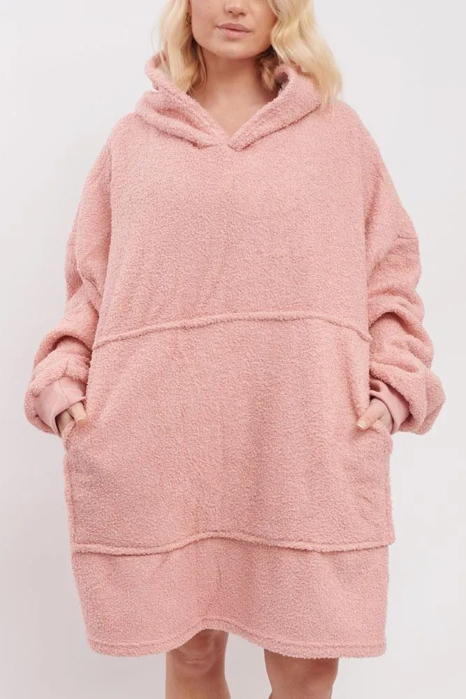 Plain Soft Feel Pocket Blanket Hoodie