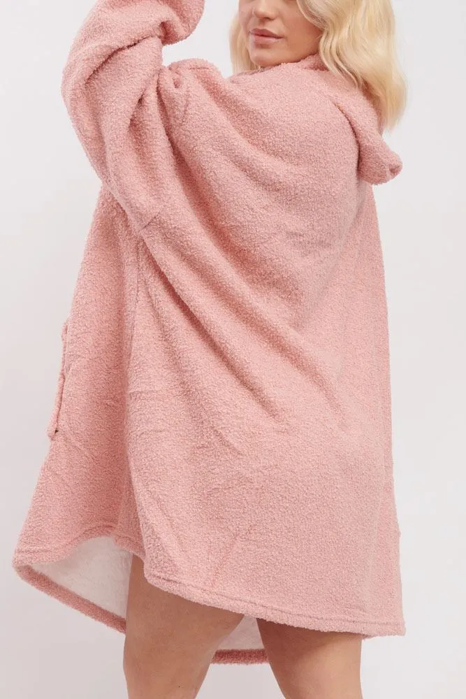 Plain Soft Feel Pocket Blanket Hoodie
