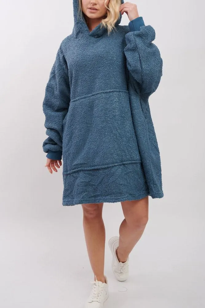 Plain Soft Feel Pocket Blanket Hoodie