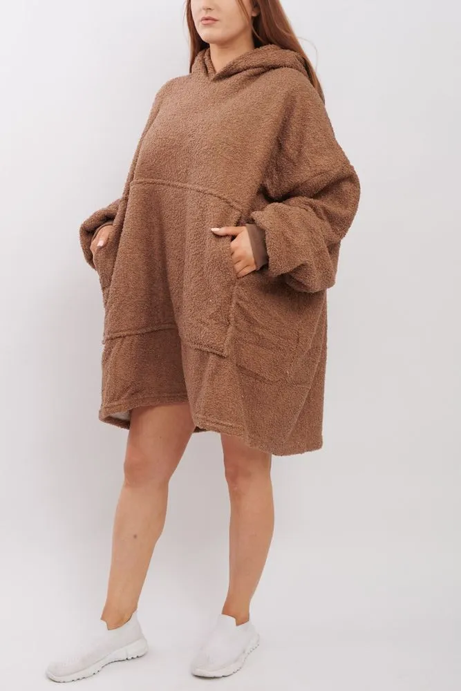 Plain Soft Feel Pocket Blanket Hoodie