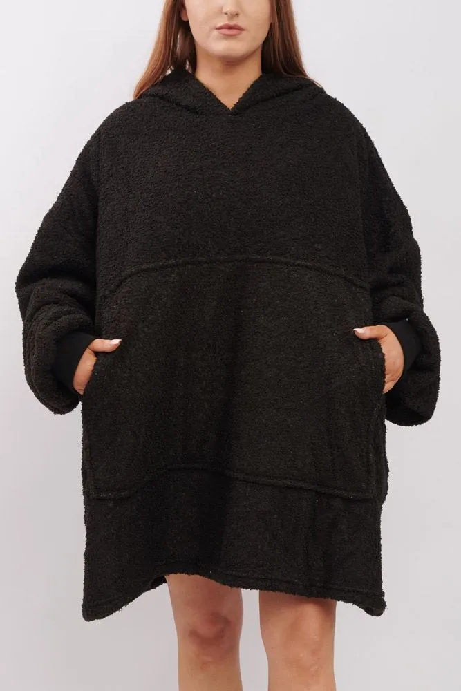Plain Soft Feel Pocket Blanket Hoodie