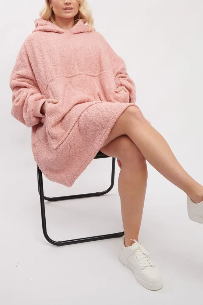 Plain Soft Feel Pocket Blanket Hoodie