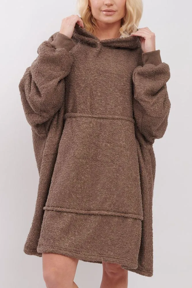 Plain Soft Feel Pocket Blanket Hoodie