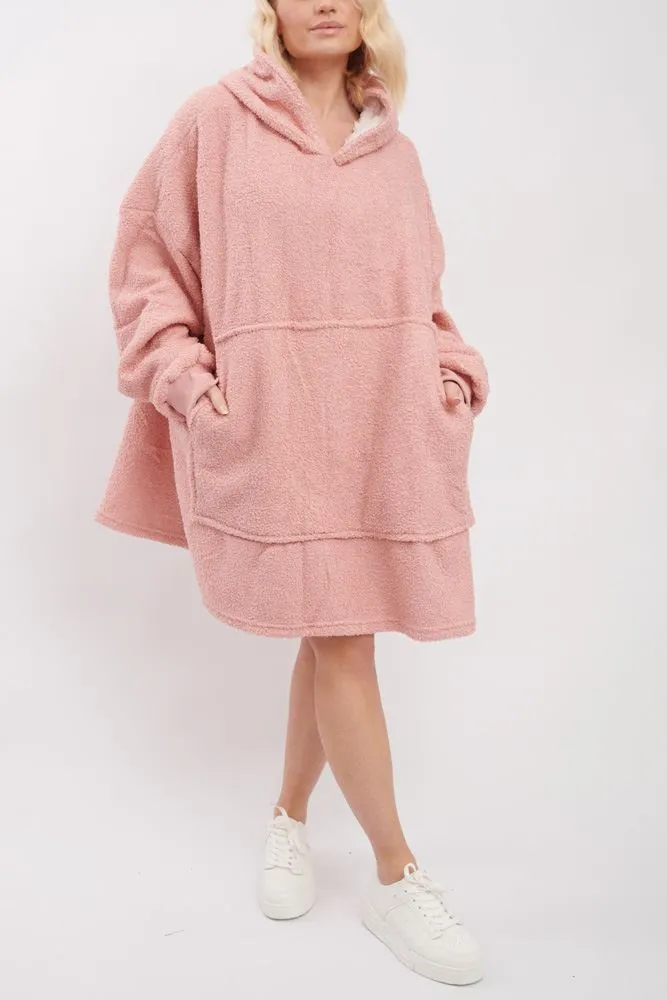 Plain Soft Feel Pocket Blanket Hoodie