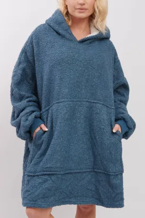 Plain Soft Feel Pocket Blanket Hoodie