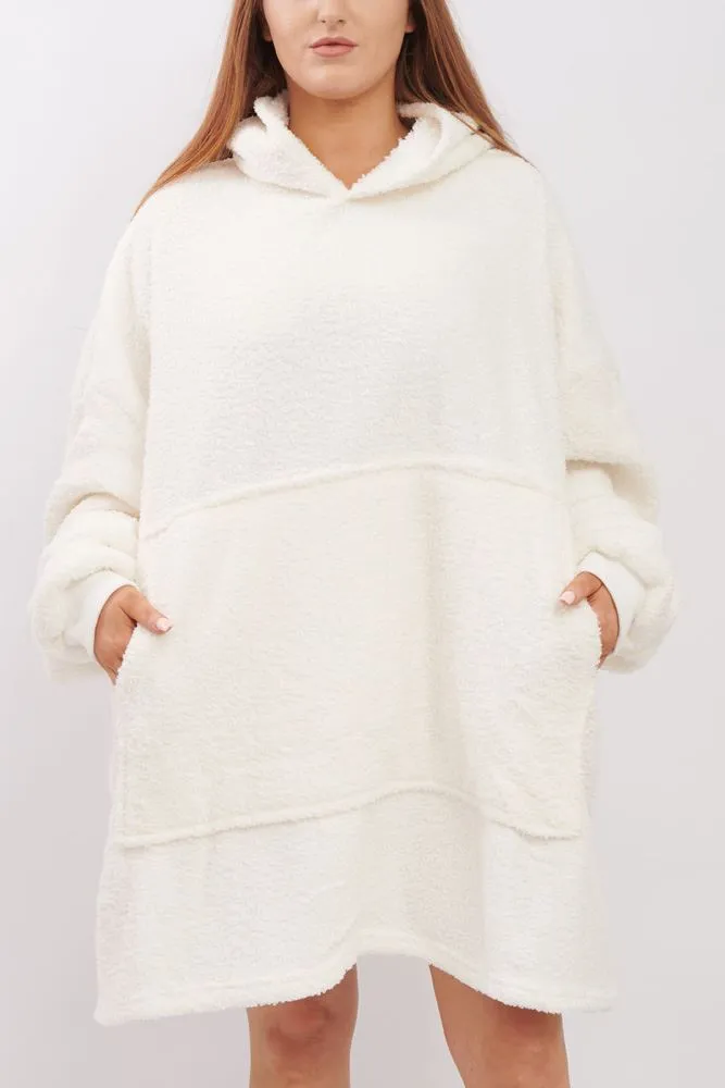Plain Soft Feel Pocket Blanket Hoodie