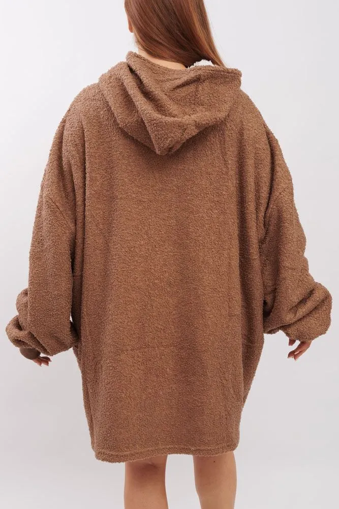 Plain Soft Feel Pocket Blanket Hoodie
