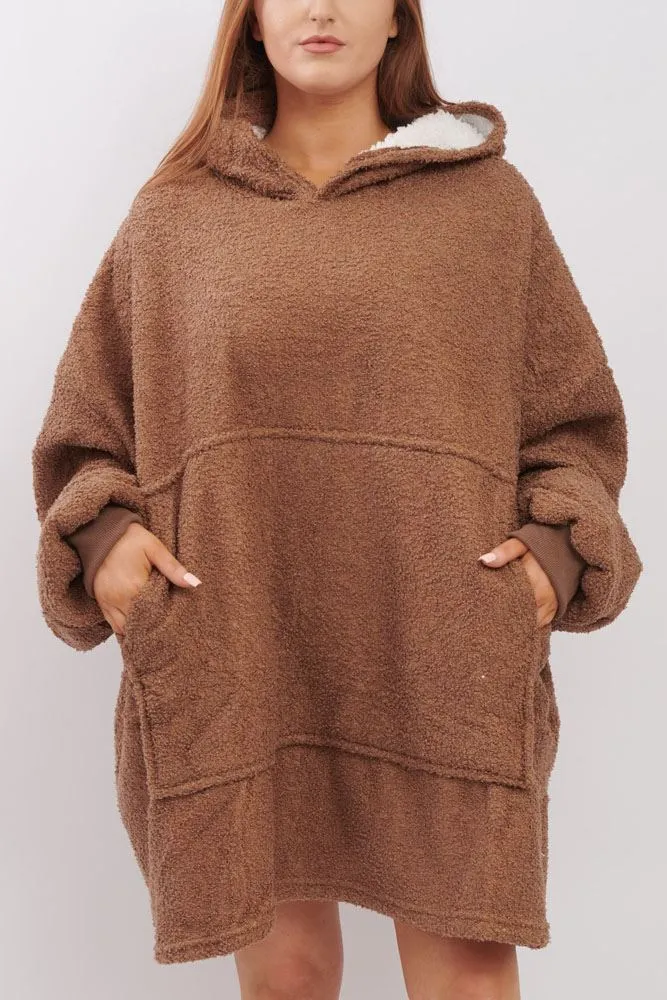Plain Soft Feel Pocket Blanket Hoodie