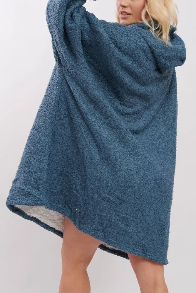 Plain Soft Feel Pocket Blanket Hoodie