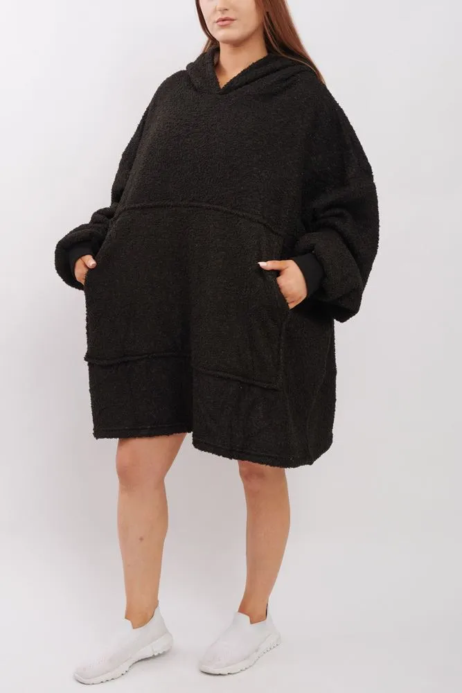 Plain Soft Feel Pocket Blanket Hoodie