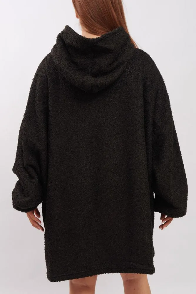 Plain Soft Feel Pocket Blanket Hoodie