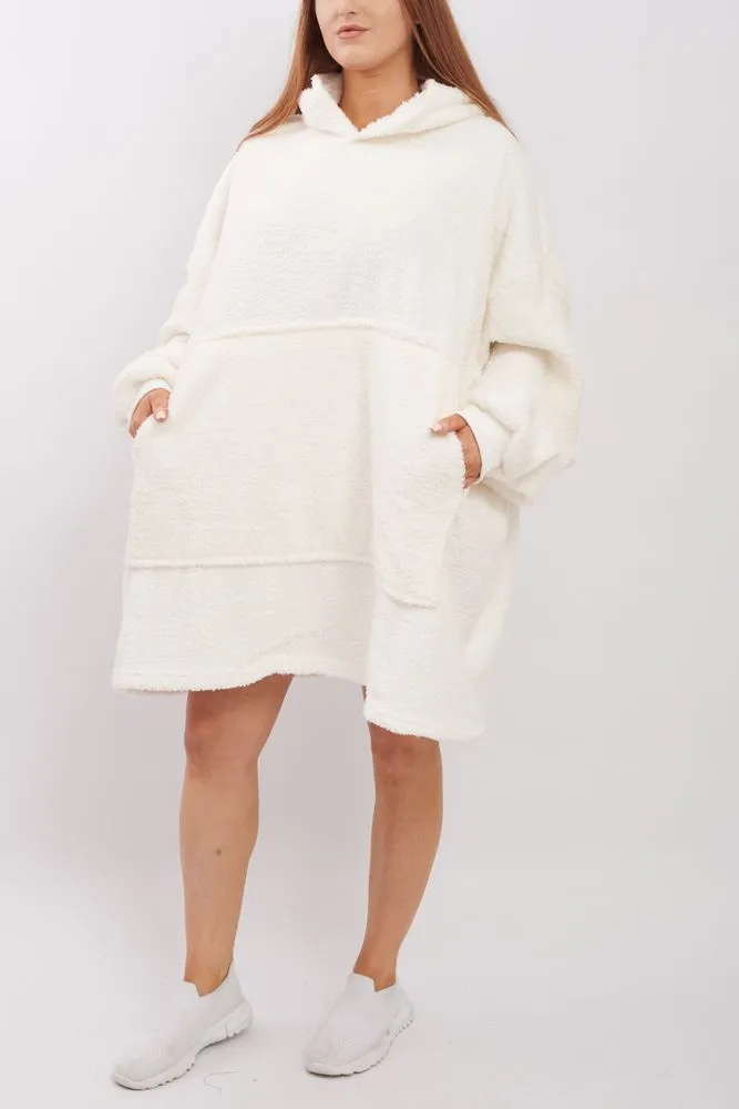 Plain Soft Feel Pocket Blanket Hoodie