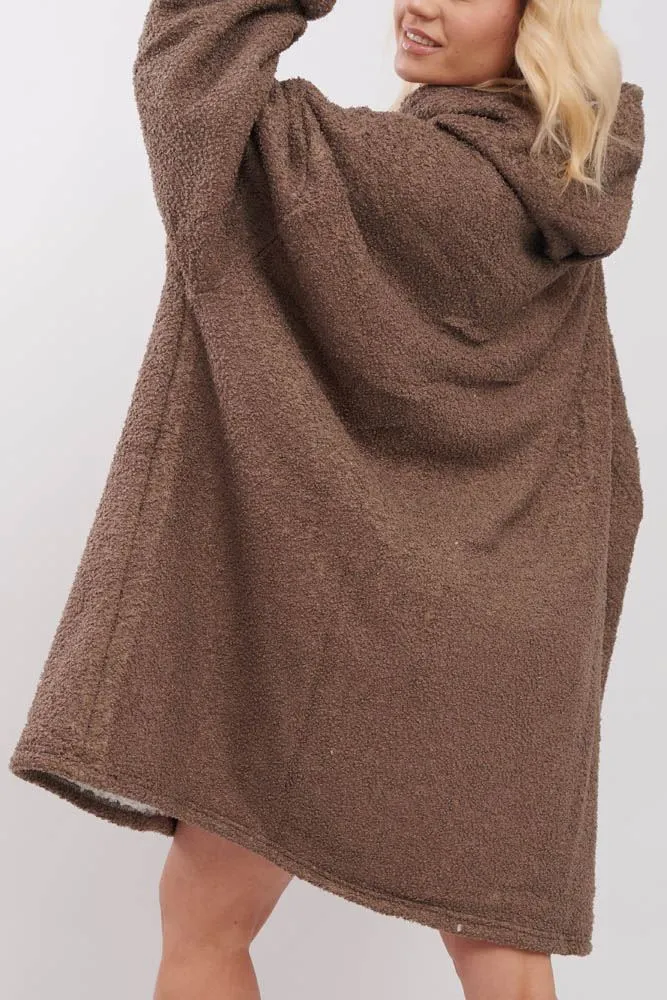 Plain Soft Feel Pocket Blanket Hoodie