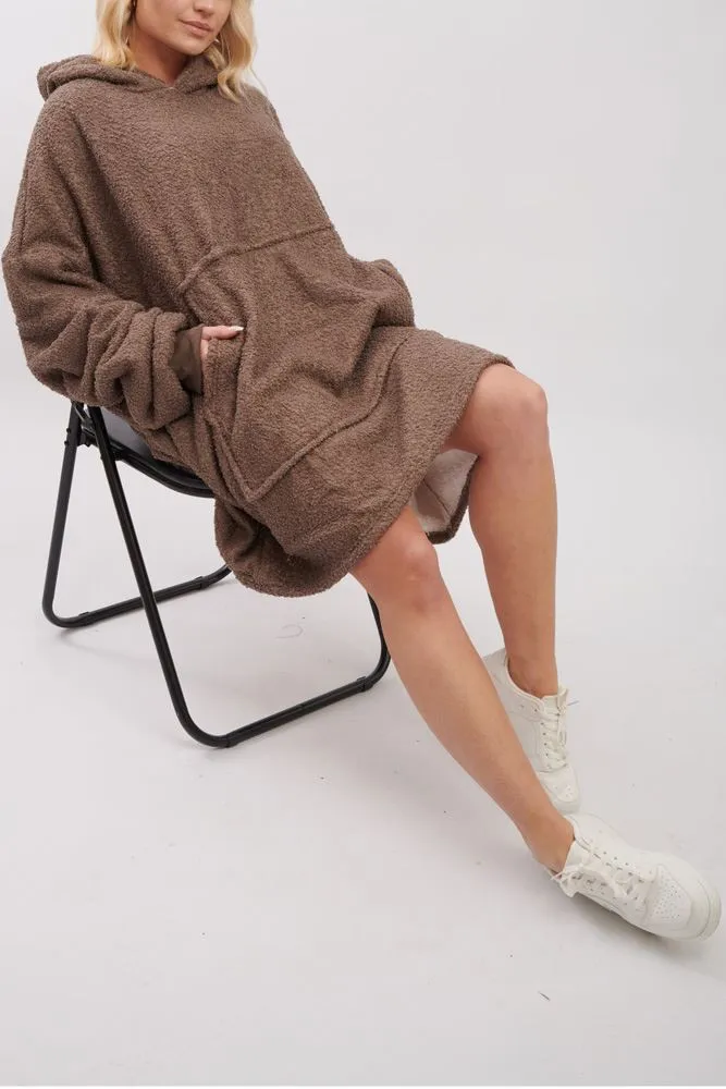 Plain Soft Feel Pocket Blanket Hoodie