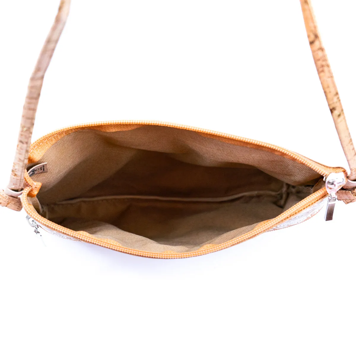 Selected White Print Stitching Ladies' Cork Zipper Crossbody Bag BAGP-166
