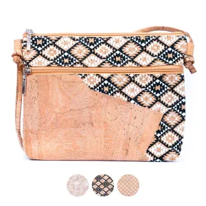 Selected White Print Stitching Ladies' Cork Zipper Crossbody Bag BAGP-166
