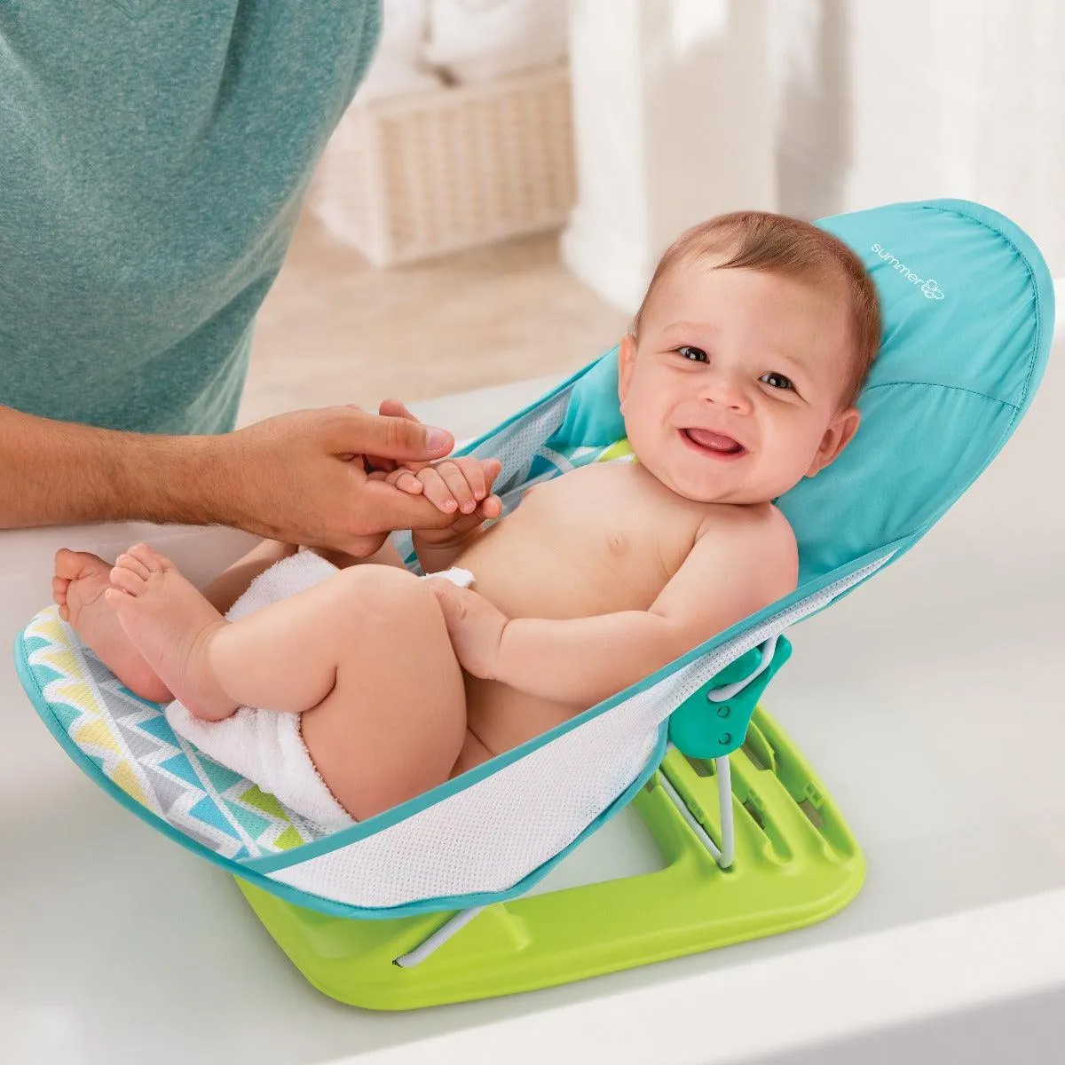 Summer Infant Deluxe Baby Bather Triangles Stripes - Bather For Ages 0-12 Months
