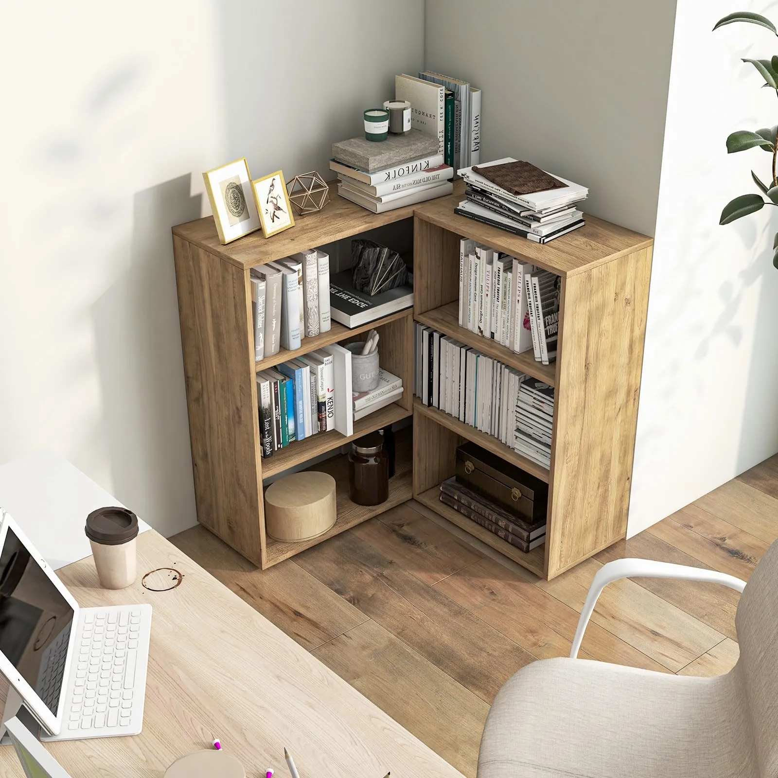 Tangkula 6 Cubes Bookcase, 2-Piece Separable Floor Standing Open Horizontal Bookshelf