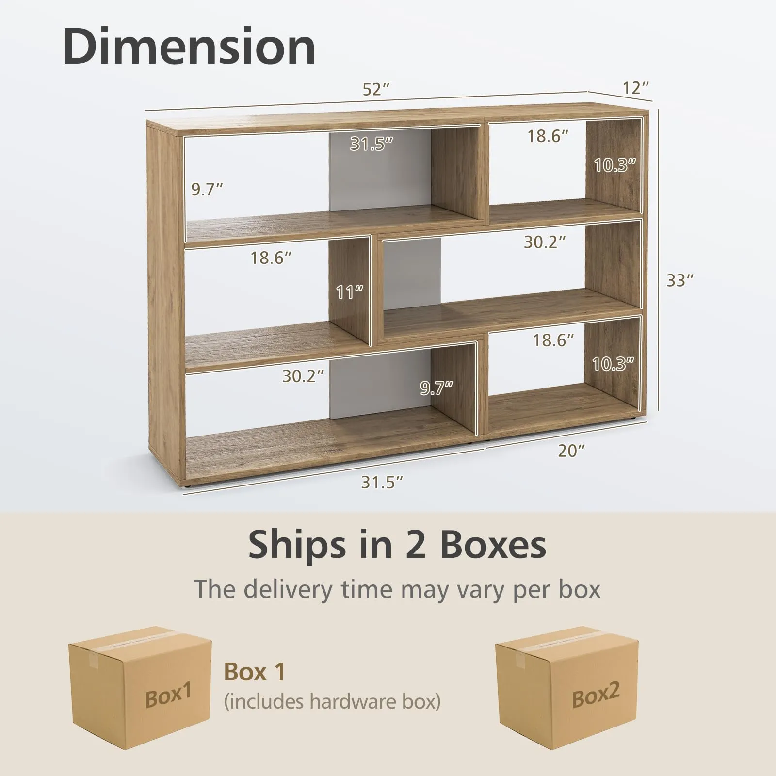 Tangkula 6 Cubes Bookcase, 2-Piece Separable Floor Standing Open Horizontal Bookshelf